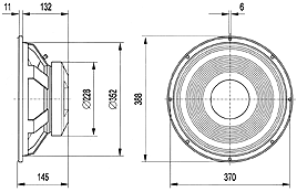 BEYMA 15LX60 - 15" HIGH POWER WOOFER Mounting Dimensions
