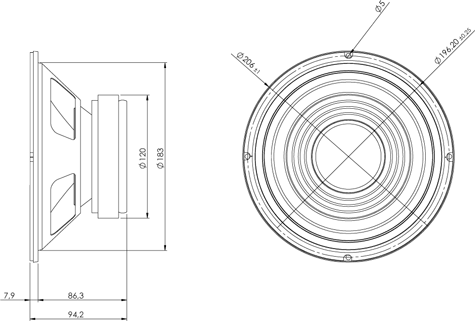 Beyma CM8B Dimension