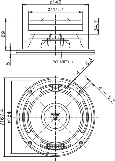 Faital speaker dimensions mounting pro speakers woofer bass mid Faital Pro 6FE200 6.5" Speakers - Faital Pro 6FE200 6.5" mid-bass