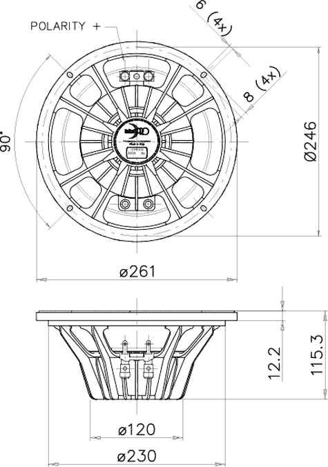 Faital Pro 10PR300 Dimensions