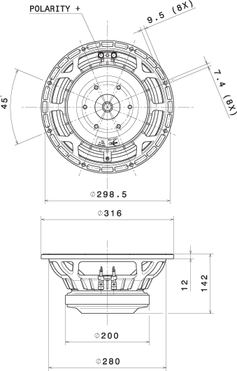 Faital Pro 12HP1010 Drawing