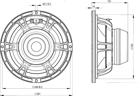 B&C 10BG76 Dimensions