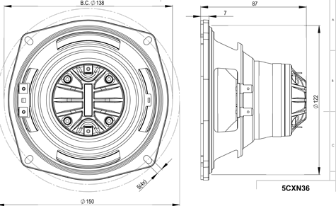B&C 5CXN36 Mounting