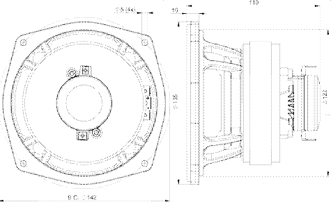 B&C 5FCX44 Mounting Dimensions