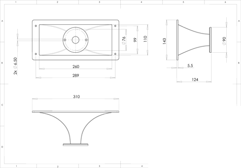 B&C ME45 Horn Drawing