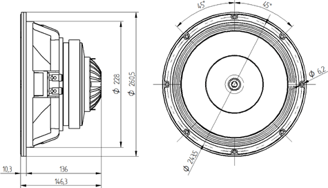 Beyma 10CX300Fe Dimensions