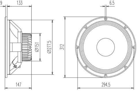 Beyma 12LW30N Dimension