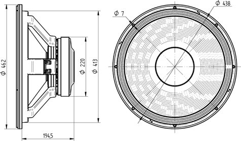 Beyma 18P1000FeV2 Dimensions