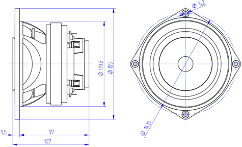 Beyma 5CX200Fe Dimensions