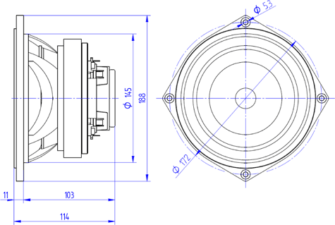 Beyma 6CX200Fe Dimensions