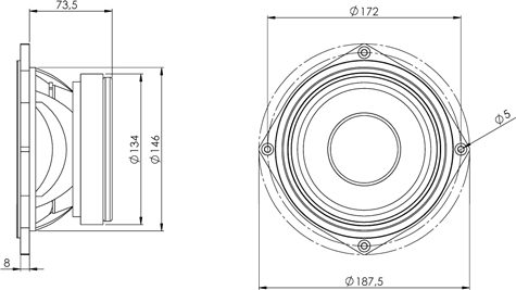 Beyma 6G40Fe Mounting Dimensions