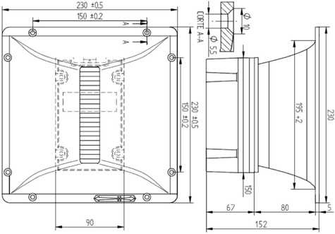 Beyma TPL-200H Dimensions