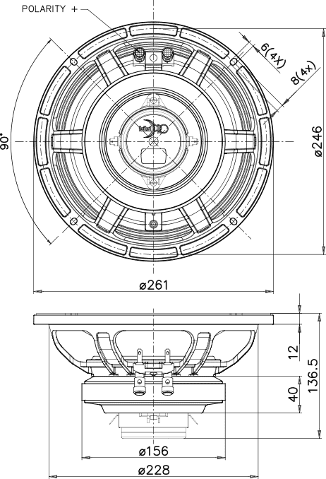 Faital Pro 10HX230 Dimensions