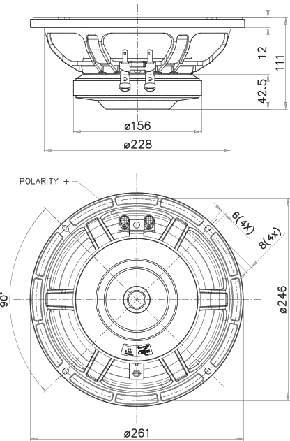 Faital Pro 10PR330 Dimensions