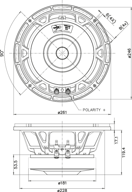Faital Pro 10RS430 Drawing