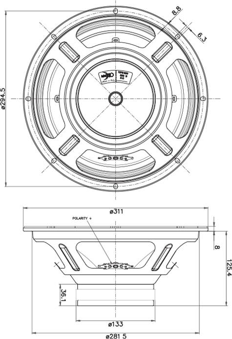 Faital Pro 12FE300 Drawing