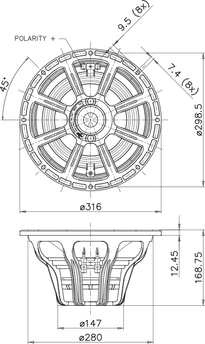 Faital Pro 12Xl1200 Drawing