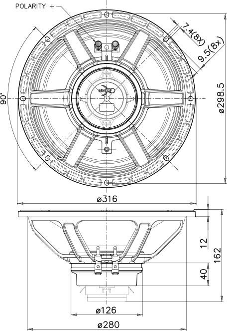 Faital Pro 12HX240 Drawing