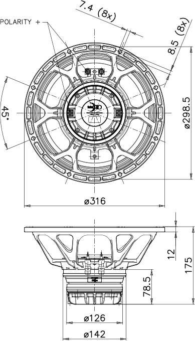 Faital Pro 12HX500 Drawing