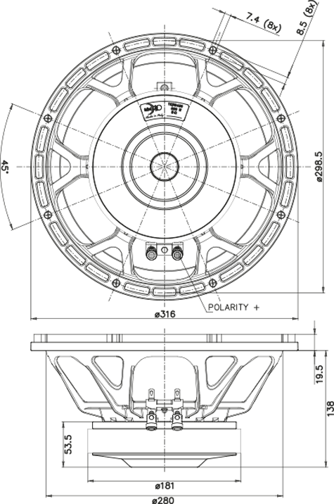 Faital Pro 12RS430 Drawing