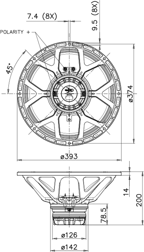Faital Pro 15HX500 Drawing