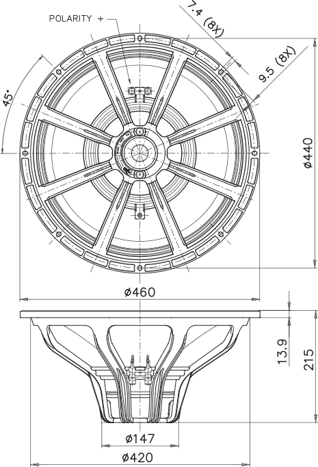 Faital Pro 18FX600 Dimensions