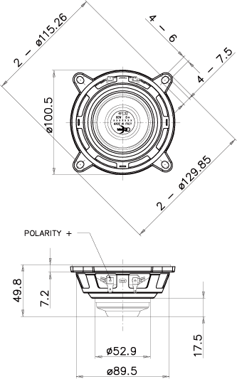 Faital Pro 4Fe32 Dimensions