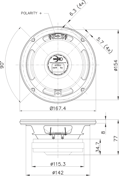 Faital Pro 6Fe200 Dimensions