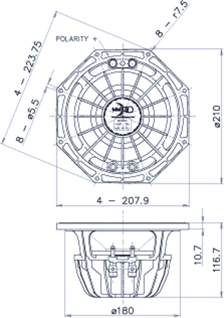 Faital Pro 8PR200 Dimensions