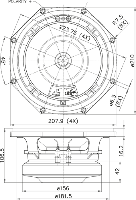 Faital Pro 8RS350 Drawing