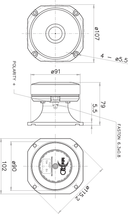 Faital Pro FD371 Dimensions