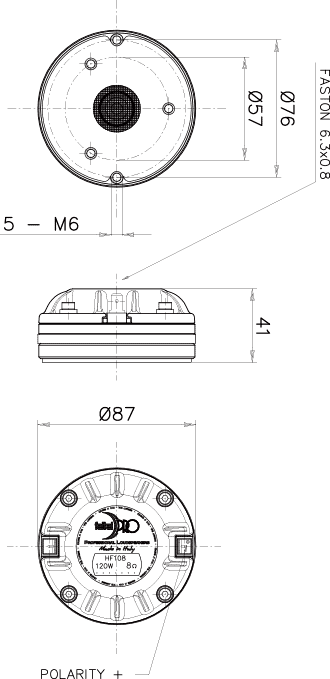 Faital Pro HF108 Dimensions